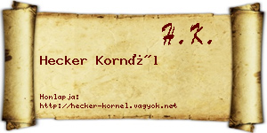 Hecker Kornél névjegykártya