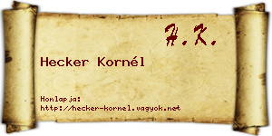 Hecker Kornél névjegykártya